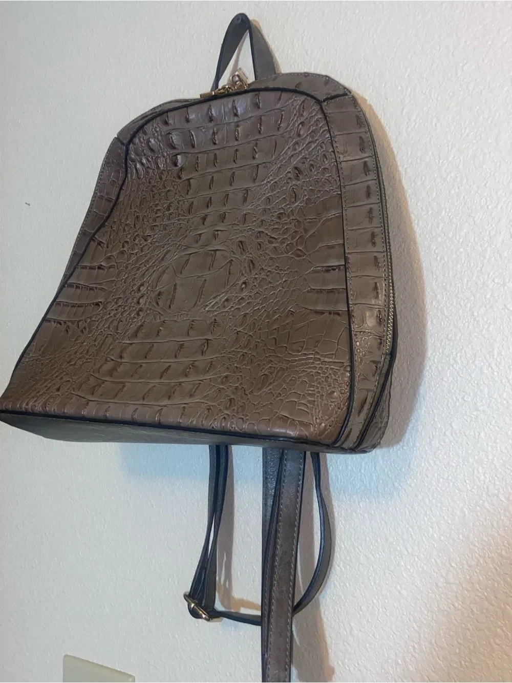 Unbranded Faux Croc-Embossed Dome Satchel in Chocolate Brown Made In China Bag